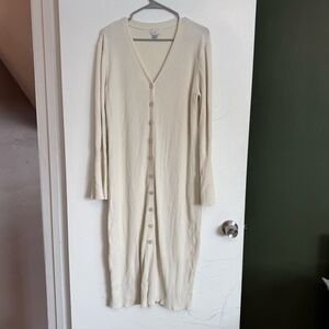Target a new day cream ivory ribbed button down long cardigan sweater dress